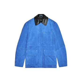 ZARA Leather Jacket Women's Bright Blue