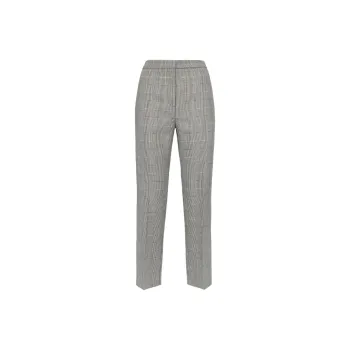 Alexander McQueen Straight Leg Checked Cropped Pants