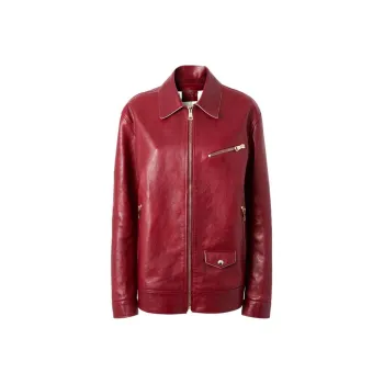 GUCCI Leather Jacket Women's Red