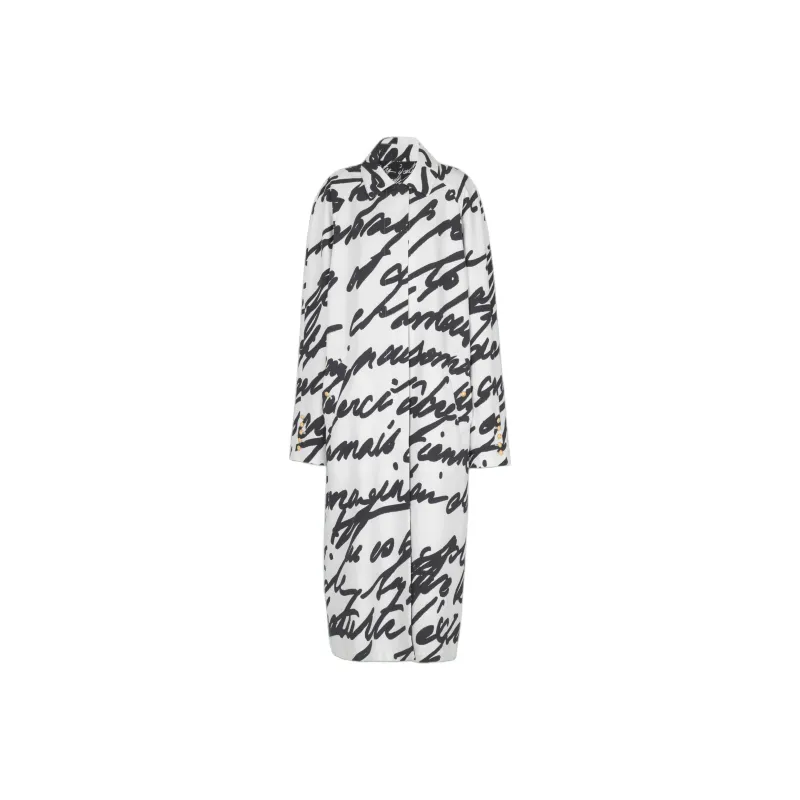 BALMAIN Love Letter Printed Long Reversible Coat-0