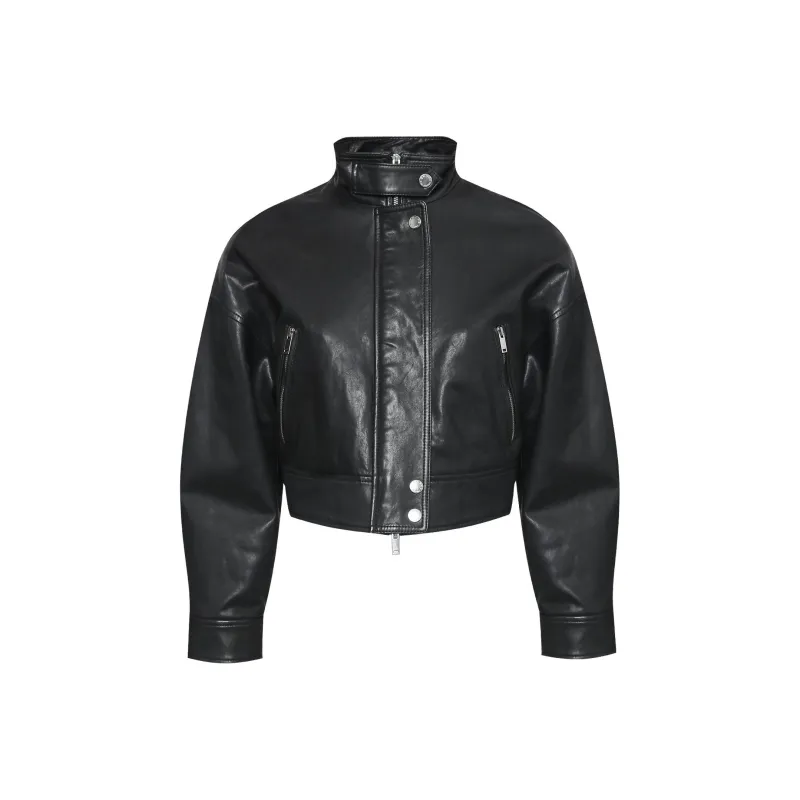 WEEKEND MaxMara Leather Jacket Women's Black-0