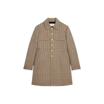 CELINE Coat In Houndstooth Wool