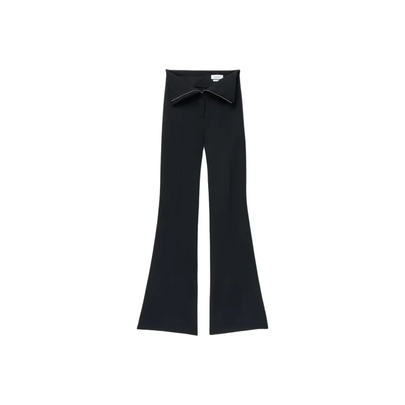 Alexander McQueen Fold Over Waist Flared Tailored Trousers-0