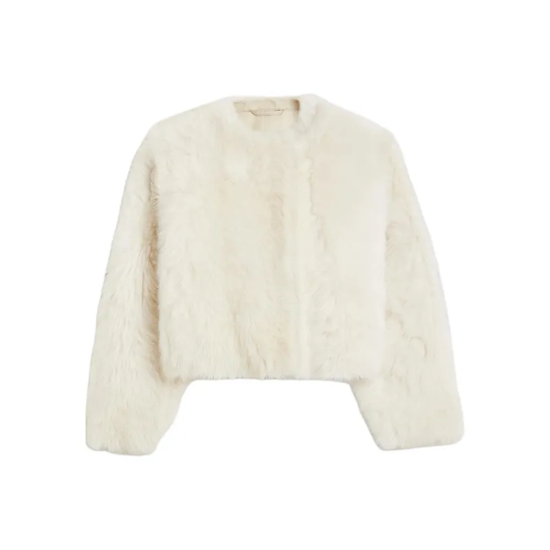 SCANLAN THEODORE Toscana Cocoon Jacket Velvet-feel Coat Women's Cream-0