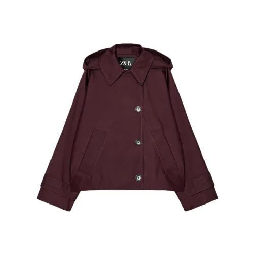 ZARA ZW Series Trench Coat Women's Burgundy