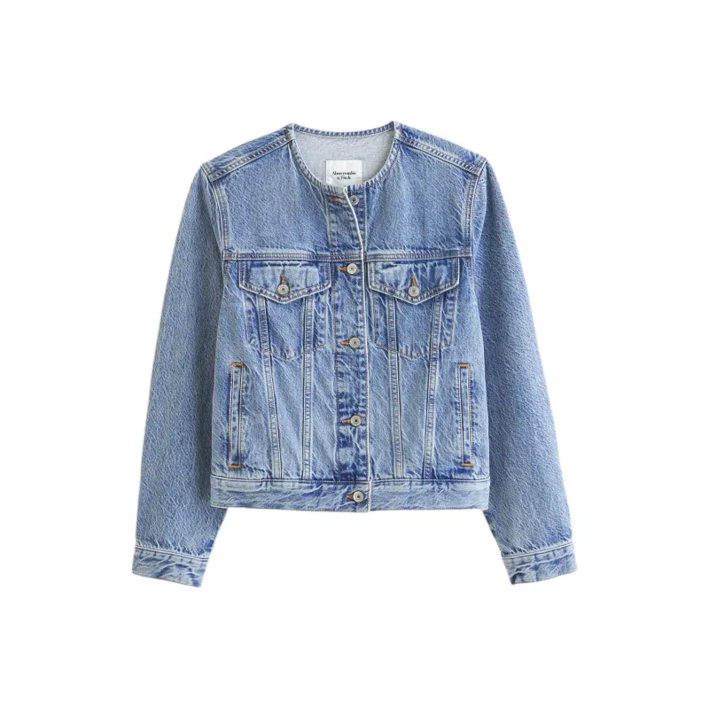 Abercrombie＆Fitch Denim Jacket Women's Blue-0