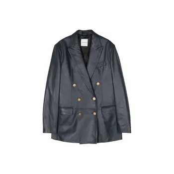 Tagliatore Josie Double-Breasted Leahter Blazer