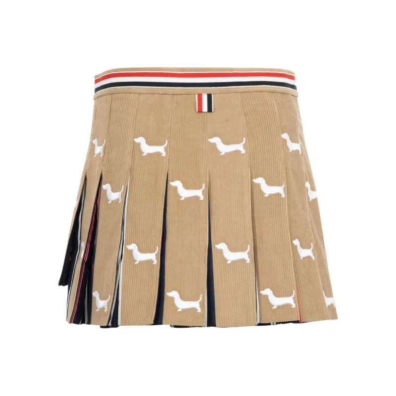 THOM BROWNE Hector embroidery Corduroy Mini Skirt-1