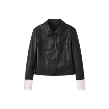 Yu Qianwen Leather Jacket Women's Black