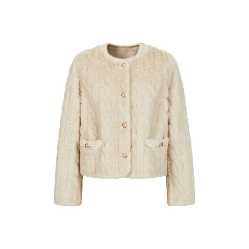 JZ. ANNAKRO Velvet feel Coat Women's Apricot-0