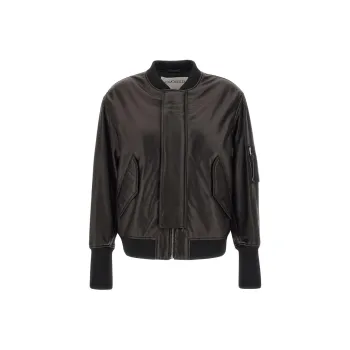 CLOSED Padded Leather Bomber Jacket
