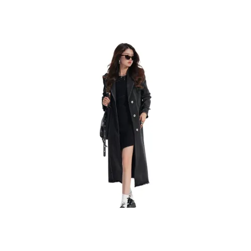 CO&SHENG Denim Jacket Women's Dark Gray