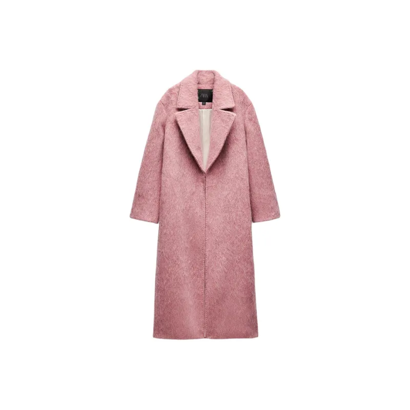 ZARA ZW Series Coats Women's Light Pink Red-0