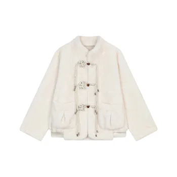 ELF SACK Velvet feel Coat Women's Vintage Cream Apricot