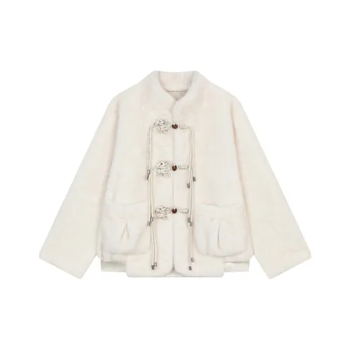 ELF SACK Velvet feel Coat Women's Vintage Cream Apricot