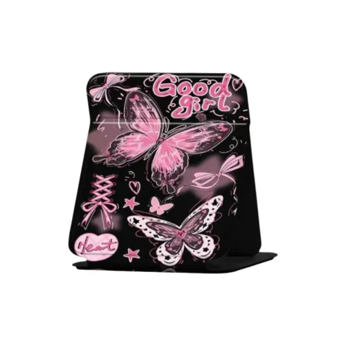 JIXUAN Pink Butterfly Portable Desktop Foldable Make Up Mirrors