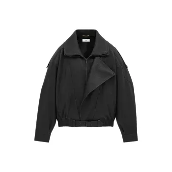 SAINT LAURENT FW24 Leather Jacket Women's Black