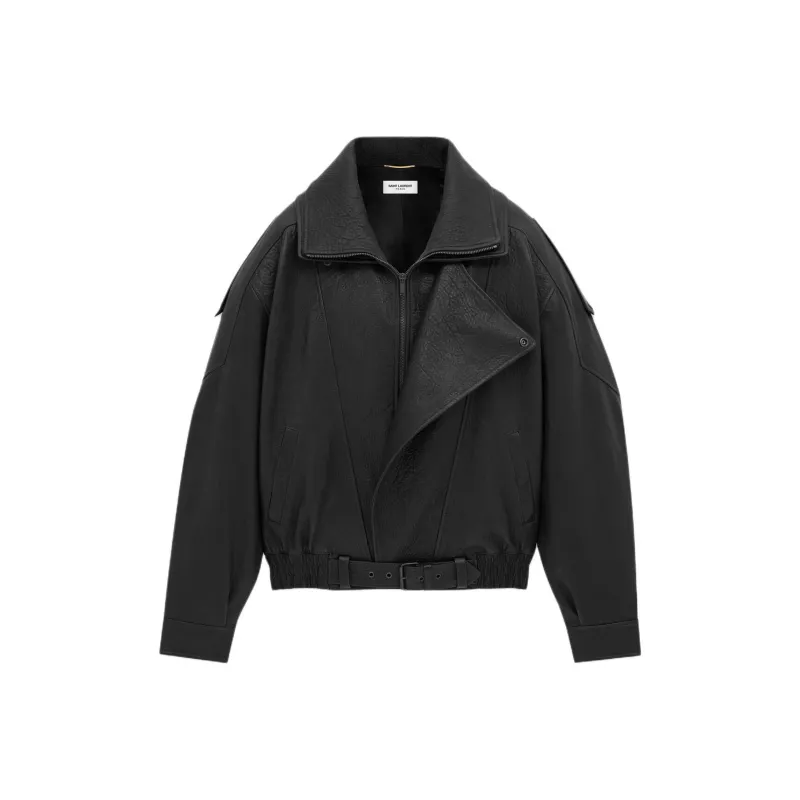 SAINT LAURENT FW24 Leather Jacket Women's Black-0
