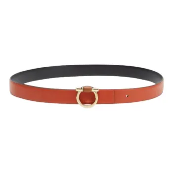 FERRAGAMO Calfskin Leather Belts Women's Orange Width 2.5cm