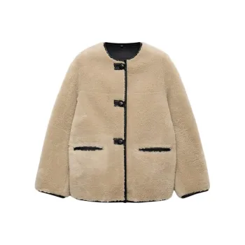 MANGO Velvet feel Coat Women's Beige