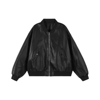 VS WHAT Leather Jacket Unisex Black