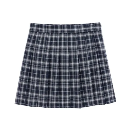 Love To Serve Casual Short Skirts Women's Blue Plaid