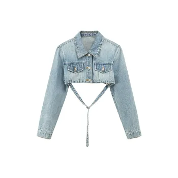 CHUU Cropped Coat Women's Light Denim Blue
