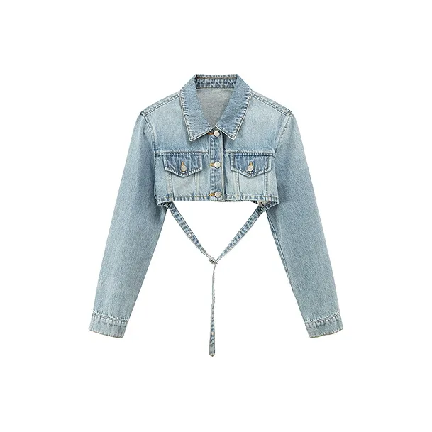 CHUU Cropped Coat Women's Light Denim Blue-0