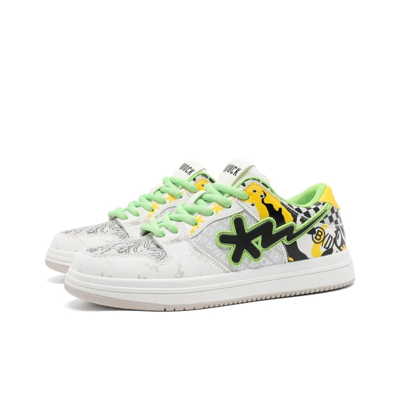 B.Duck Summer Travis Scott X AJ1 Lightning Collection Skateboard Shoes Unisex Low Top Candy/White Black/Apple Green-15