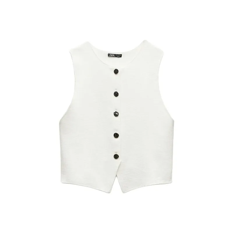 ZARA Vests Women's White-0