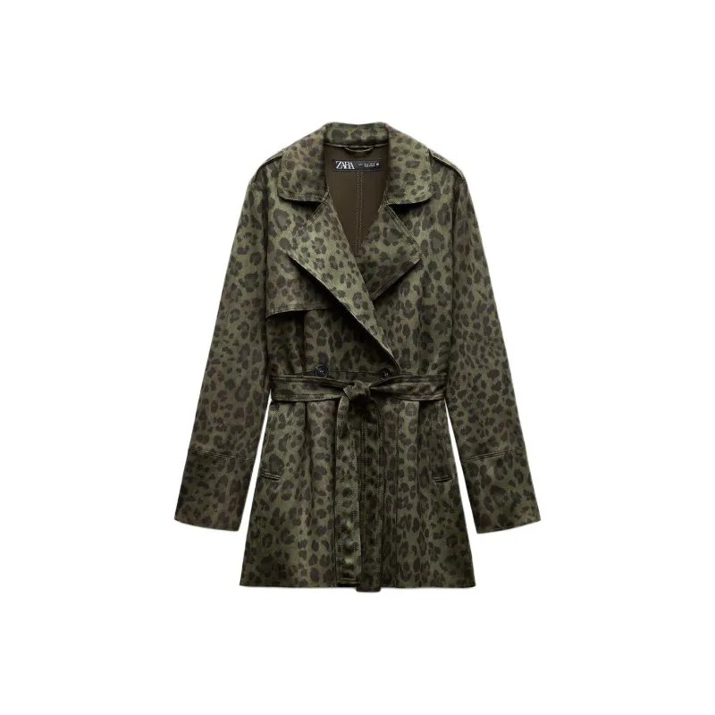 ZARA Trench Coat Women's Leopard Print-0