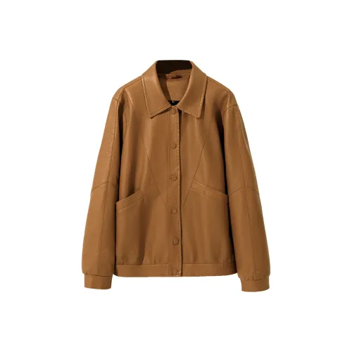 FORTEI Leather Jacket Women's Earth Yellow