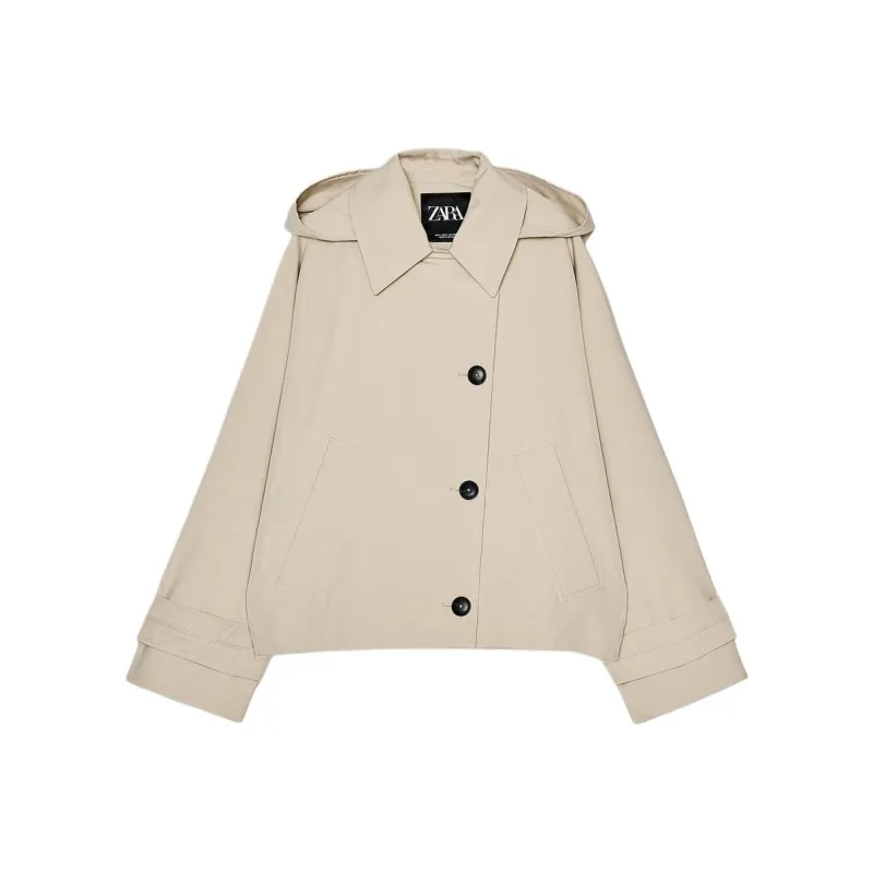 ZARA Trench Coats Women's White-0