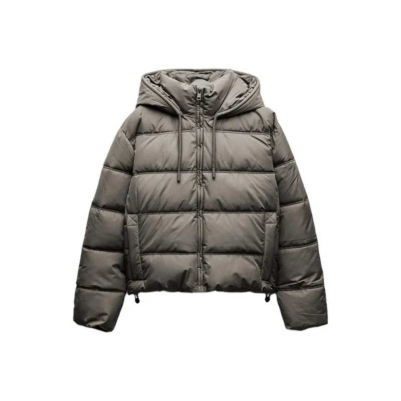 ZARA Puffer Jacket Women's Khaki-0