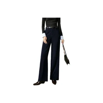 Late White Casual Pants Women's Dark Blue