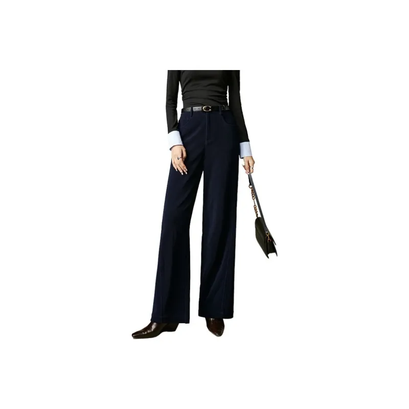 Late White Casual Pants Women's Dark Blue-0
