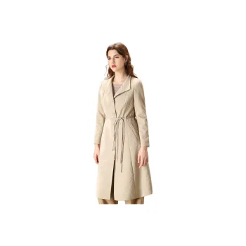 FENHONGMALI Trench Coat Women's Beige