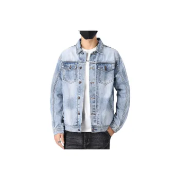 BENGEN Denim Jackets Unisex Light Blue