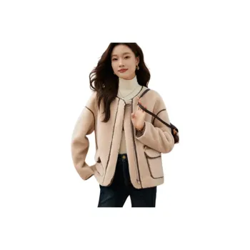 Mo Han Yi Mei Velvet feel Coat Women's Light Khaki