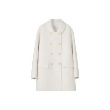 Fstudio Korean Solid Color Woolen Commute Versatile Long Sleeved Velvet Jacket Women's Moon White
