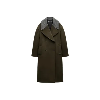 ZARA ZW Series Coats Women's Olive Green