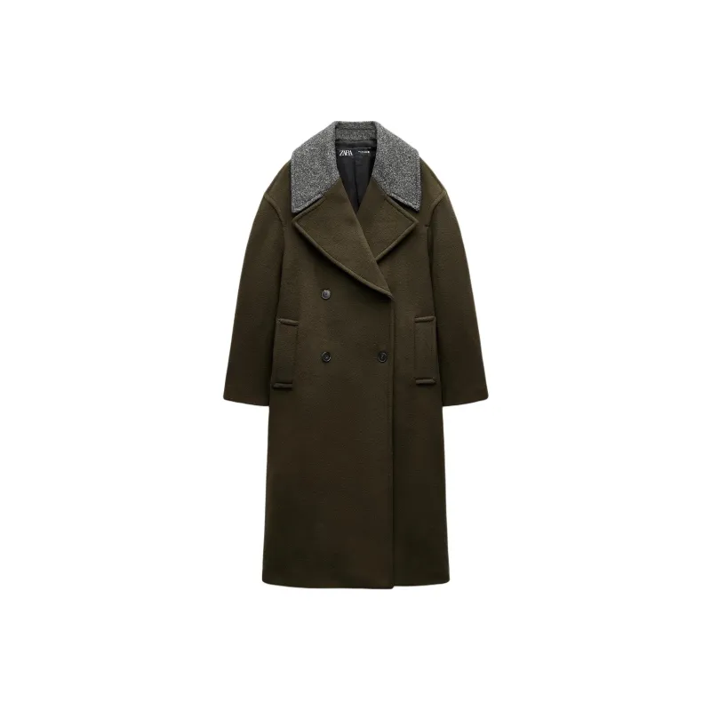 ZARA ZW Series Coats Women's Olive Green-0