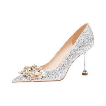 Lan Miao Slim Heel High Heels Women's Silver