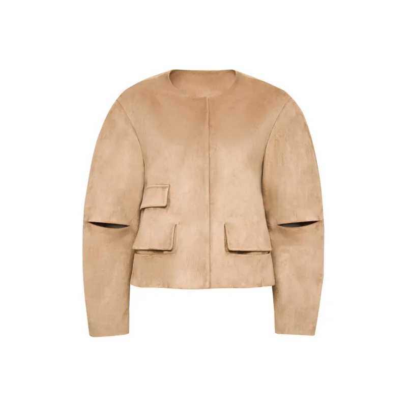 Lost In Echo Cropped Coats Women's Milk Coffee-0