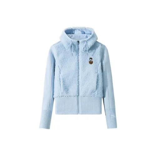 Anta x NEIXINXIAOHAI LIANMINGKUAN Life Collection Velvet feel Coat Women's Light Sea Blue