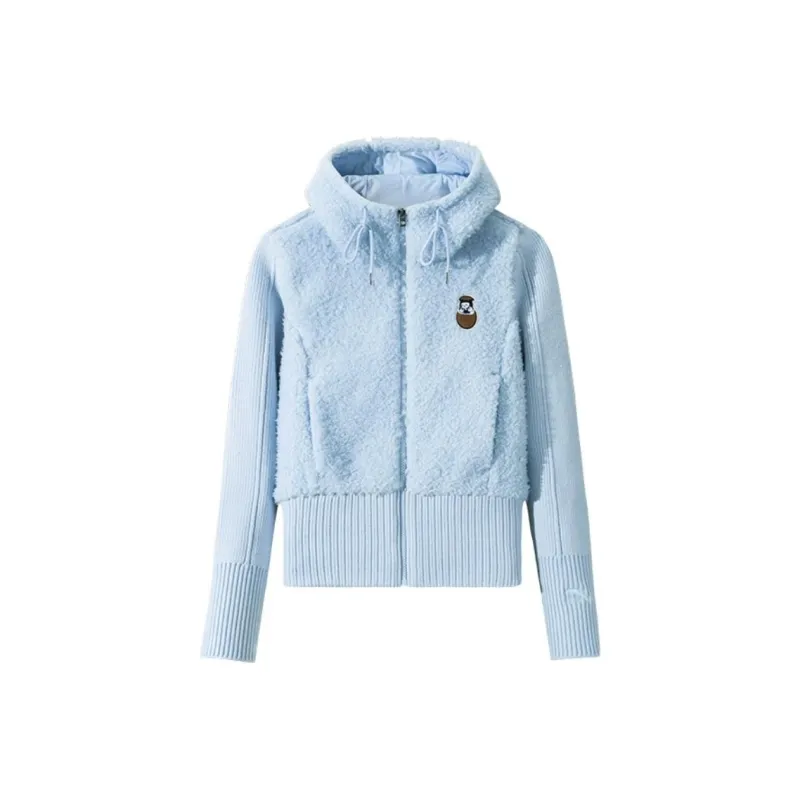 Anta x NEIXINXIAOHAI LIANMINGKUAN Life Collection Velvet feel Coat Women's Light Sea Blue-0