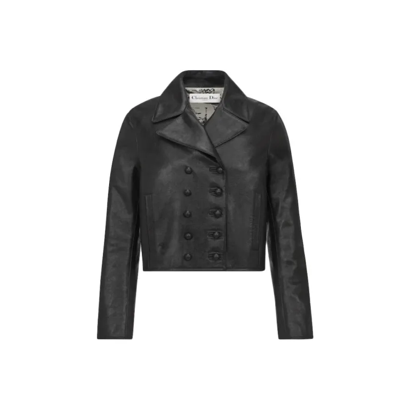 DIOR Leather Jacket Women's Black-0