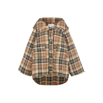 Selkie Collection FW24 Puffer Jacket Women's Khaki Plaid Print