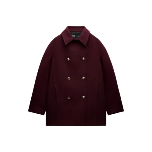 ZARA Coats Women's Burgundy