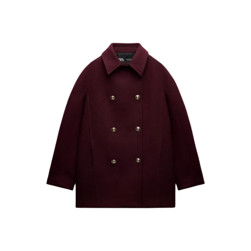 ZARA Coats Women's Burgundy-0